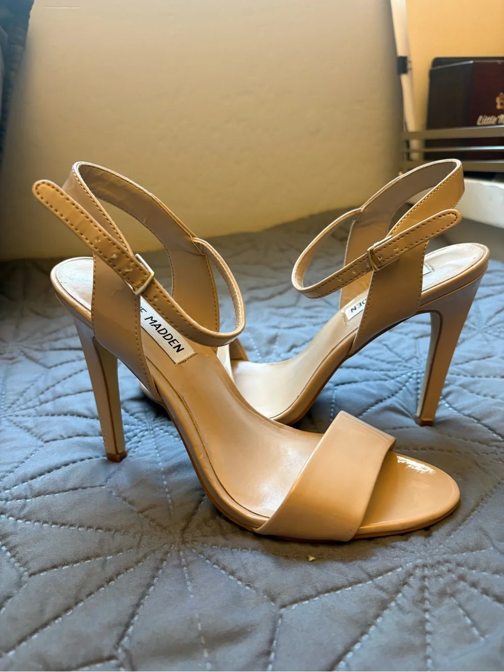 Steve Madden Nude Tan High Heel Ankle Strap Sandals - Picture 2 of 4